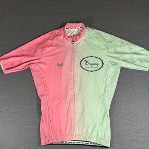 Cycling Jersey Boudi Shirt Full Zip Green Pink Size Medium NWT